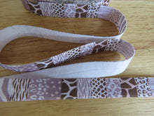 Load image into Gallery viewer, 2m Printed Fold over elastic 15mm- Brown safari squares- longest piece left