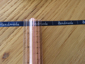 5m Navy Blue satin Handmade Ribbon  labels are approx. 50 x 10mm