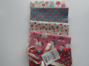 Fairytale Fabric Bundle of 5 Fat Quarters. Mixed prints- 100% cotton. 50 x 52cm per piece