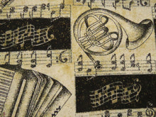 Load image into Gallery viewer, 1/8th yard Approx. 56cm x 23cm Instruments and music print