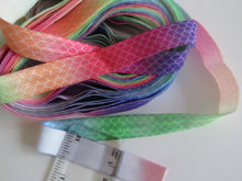Load image into Gallery viewer, 5m Snake variegated rainbow Fold over Elastic FOE Fold over elastic 15mm wide