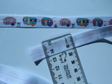 Load image into Gallery viewer, 5m Caravan print 15mm fold over elastic FOE foldover elastic or use menu to buy by the metre