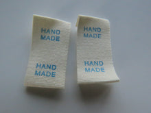 Load image into Gallery viewer, 10 Blue Hand Made Smaller Cotton Flag Hand Made Labels-15mm x 15mm