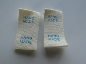 10 Blue Hand Made Smaller Cotton Flag Hand Made Labels-15mm x 15mm