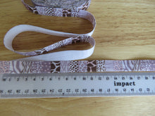 Load image into Gallery viewer, 1.6m Printed Fold over elastic 15mm- Brown safari squares