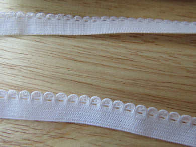 3.3m White Elastic with scallop trim 10mm wide- use for underwear, lingerie, crafts, trim