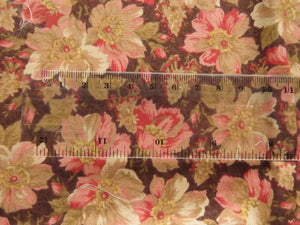 1/8th yard Approx. 56cm x 23cm Rose print  with beige and brown