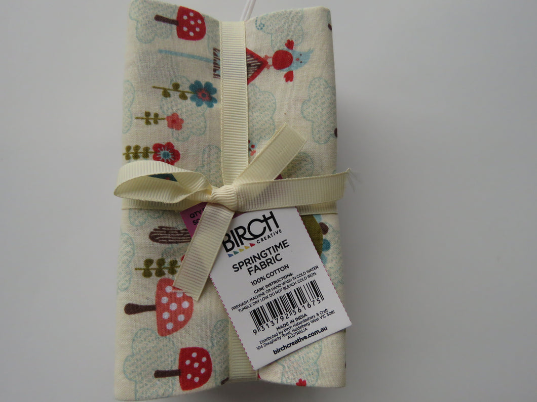 Springtime Floral Fabric Bundle of 5 Fat Quarters. Mixed prints- 100% cotton. 50 x 52cm per piece