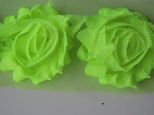 1 x Shabby Chic Chiffon flower- blue and greens- Colour Numbers 17-22. 50mm flower- 80c per individual flower