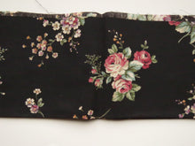 Load image into Gallery viewer, 1/8th yard Approx. 56cm x 23cm Rose print on black cotton