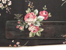 Load image into Gallery viewer, 1/8th yard Approx. 56cm x 23cm Rose print on black cotton