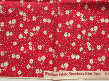 Load image into Gallery viewer, 1/8th yard Approx.56cm x 23cm Windham fabric storybook pattern- cream flower on red