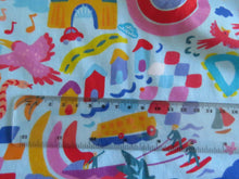 Load image into Gallery viewer, 1m Wave, rainbow, waterskier, palm tree print Blue 100% organic cotton jersey knit 112cm