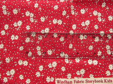 Load image into Gallery viewer, 1/8th yard Approx.56cm x 23cm Windham fabric storybook pattern- cream flower on red