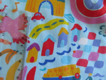 Load image into Gallery viewer, 1m Wave, rainbow, waterskier, palm tree print Blue 100% organic cotton jersey knit 112cm