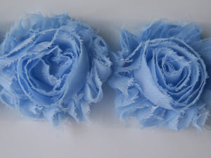 1 x Shabby Chic Chiffon flower- blue and greens- Colour Numbers 17-22. 50mm flower- 80c per individual flower