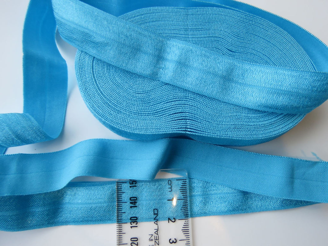 5m Turquoise Blue 20mm Fold over elastic FOE Foldover elastic