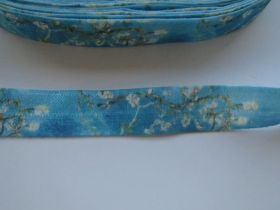 3.5m Almond Cherry Blossom Fold over Elastic FOE Fold over elastic 15mm wide