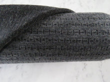 Load image into Gallery viewer, Offcut 16cm L x 128cm W Black Dash and Line print on Charcoal grey 250g 100% merino- precut length