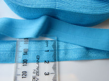 Load image into Gallery viewer, 5m Turquoise Blue 20mm Fold over elastic FOE Foldover elastic