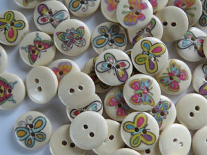 20 mixed print butterfly 15mm buttons
