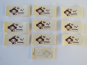10 Monkey Handmade Cotton Labels 45x 20mm