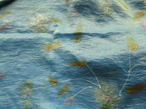 70cm Soft shimmering blue with gold metallic floral 120cm wide