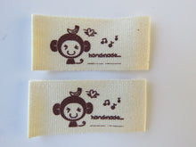 Load image into Gallery viewer, 10 Monkey Handmade Cotton Labels 45x 20mm