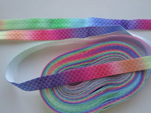 Load image into Gallery viewer, 1m Snake variegated rainbow Fold over Elastic FOE Fold over elastic 15mm wide