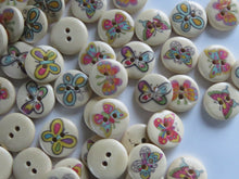 Load image into Gallery viewer, 20 mixed print butterfly 15mm buttons