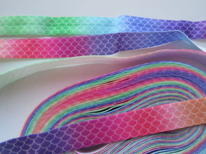 1m Snake variegated rainbow Fold over Elastic FOE Fold over elastic 15mm wide