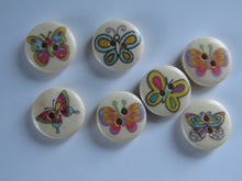 Load image into Gallery viewer, 20 mixed print butterfly 15mm buttons