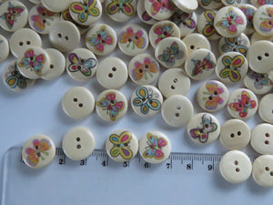 20 mixed print butterfly 15mm buttons