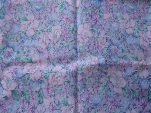 Pale purple blue pink floral print quilting patchwork fabric- 100% cotton 70cm L x 52cm wide