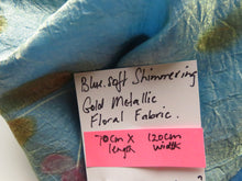 Load image into Gallery viewer, 70cm Soft shimmering blue with gold metallic floral 120cm wide