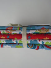 Load image into Gallery viewer, Pilot Adventures Fabric Bundle of 5 Fat Quarters. Mixed prints- 100% cotton. 50 x 52cm per piece