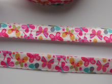 Load image into Gallery viewer, 4.8m Pink Butterfly print Fold Over Elastic FOE Foldover 15mm