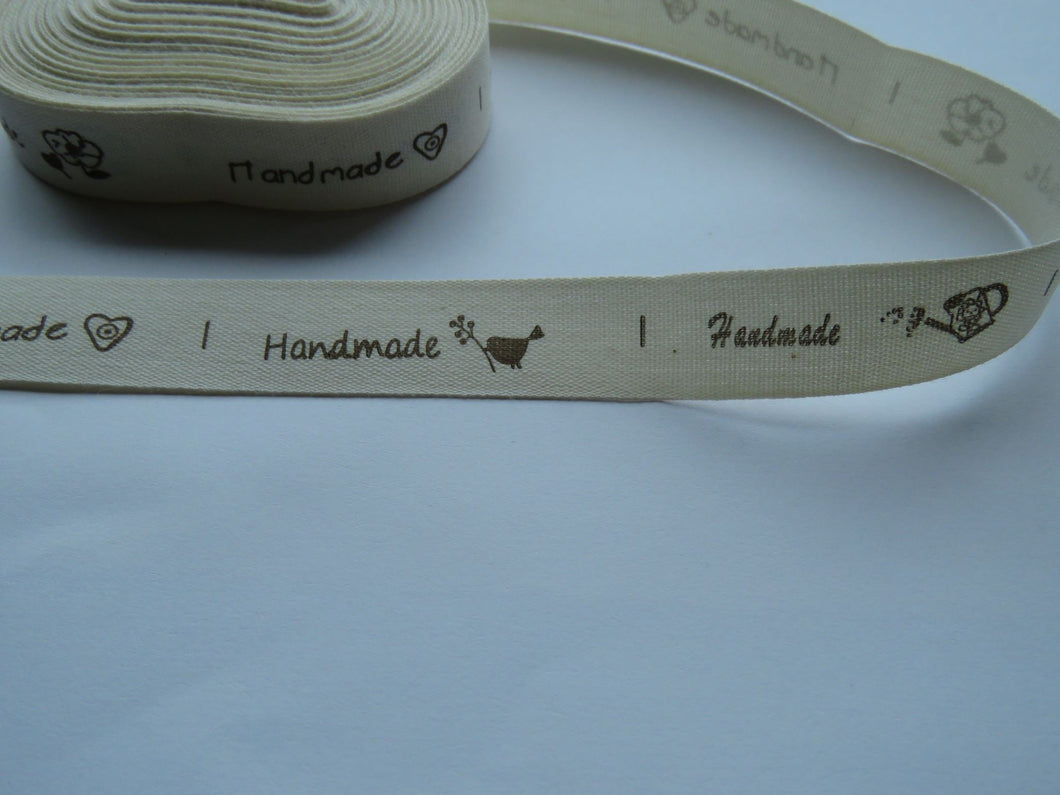 5 yards/approx 4.5m Cotton Tape Garden theme Handmade  Labels. 55 x 15mm