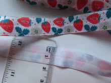 Load image into Gallery viewer, 2.85m Strawberry print Fold Over Elastic 15mm wide FOE Foldover
