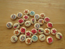 Load image into Gallery viewer, 49 Shell, seahorse print 15mm wood look buttons 2 holes