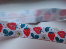 Load image into Gallery viewer, 2.85m Strawberry print Fold Over Elastic 15mm wide FOE Foldover