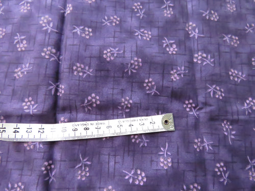 Dark Purple Light Purple floral print 44cm x 86cm quilting patchwork fabric- 100% cotton