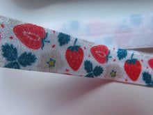 Load image into Gallery viewer, 2.85m Strawberry print Fold Over Elastic 15mm wide FOE Foldover