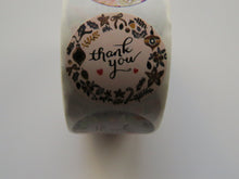 Load image into Gallery viewer, 500 Stickers- mixed print floral Thank you in centre 25mm