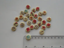 Load image into Gallery viewer, 10 Shell, seahorse print 15mm wood look buttons 2 holes