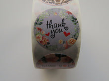 Load image into Gallery viewer, 500 Stickers- mixed print floral Thank you in centre 25mm