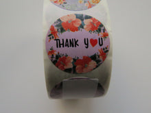Load image into Gallery viewer, 500 Stickers- mixed print floral Thank you in centre 25mm