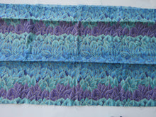 Load image into Gallery viewer, Blue teal purple green leaf print outlined in gold patchwork quilting 100% cotton 30cm L x 112cm w
