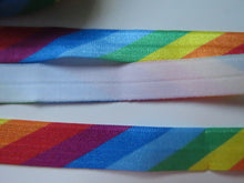 Load image into Gallery viewer, 1m Diagonal  Rainbow Fold Over Elastic 15mm wide FOE Foldover