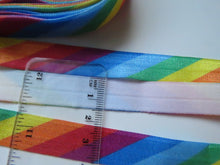 Load image into Gallery viewer, 1m Diagonal  Rainbow Fold Over Elastic 15mm wide FOE Foldover